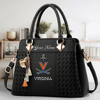 LIMITED EDITION - NEW CUSTOMIZED NCAA CWS28 VIC VIRGINIA CAVALIERS ZIP HANDBAG MULTICOLOR