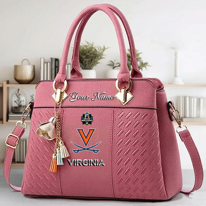 LIMITED EDITION - NEW CUSTOMIZED NCAA CWS28 VIC VIRGINIA CAVALIERS ZIP HANDBAG MULTICOLOR