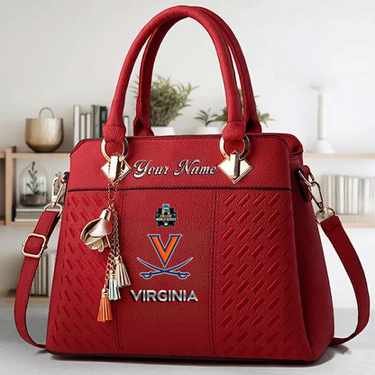 LIMITED EDITION - NEW CUSTOMIZED NCAA CWS28 VIC VIRGINIA CAVALIERS ZIP HANDBAG MULTICOLOR