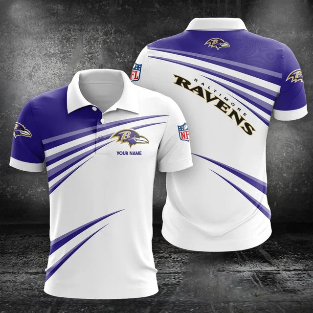 VIRAL EDITION - NEW CUSTOMIZED NFL28 BTR BALTIMORE RAVENS POLO, T-SHIRT & SHORT PANTS SET