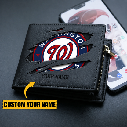 LIMITED EDITION - NEW CUSTOMIZED MLB28 WNS WASHINGTON NATIONALS LEATHER WALLET