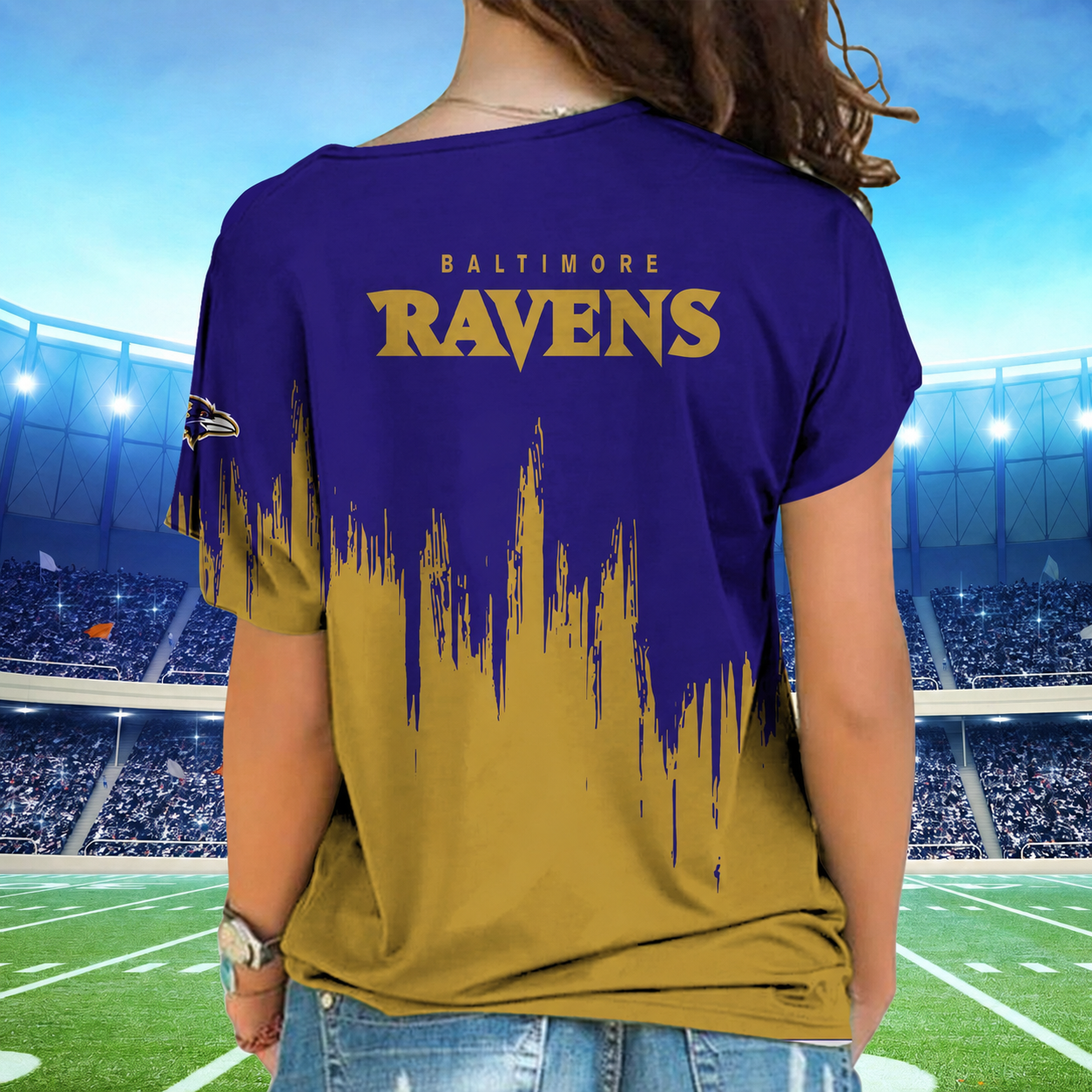 [SPECIAL OFFER] NEW CUSTOMIZED NFL28 BTR BALTIMORE RAVENS SHOULDER SHIRT