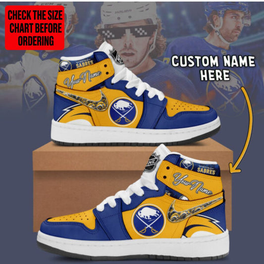 LIMITED EDITION - NEW CUSTOMIZED NHL28 BFS BUFFALO SABRES AIR JORDAN SNEAKERS