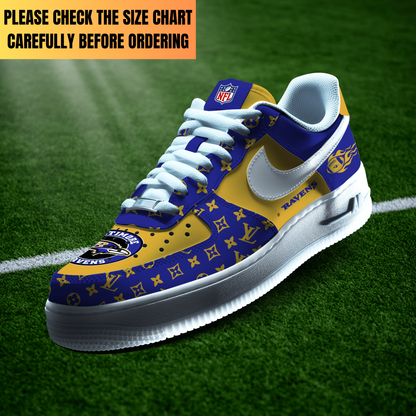 LIMITED EDITION - NEW CUSTOMIZED NFL28 BTR BALTIMORE RAVENS AF1 SHOES