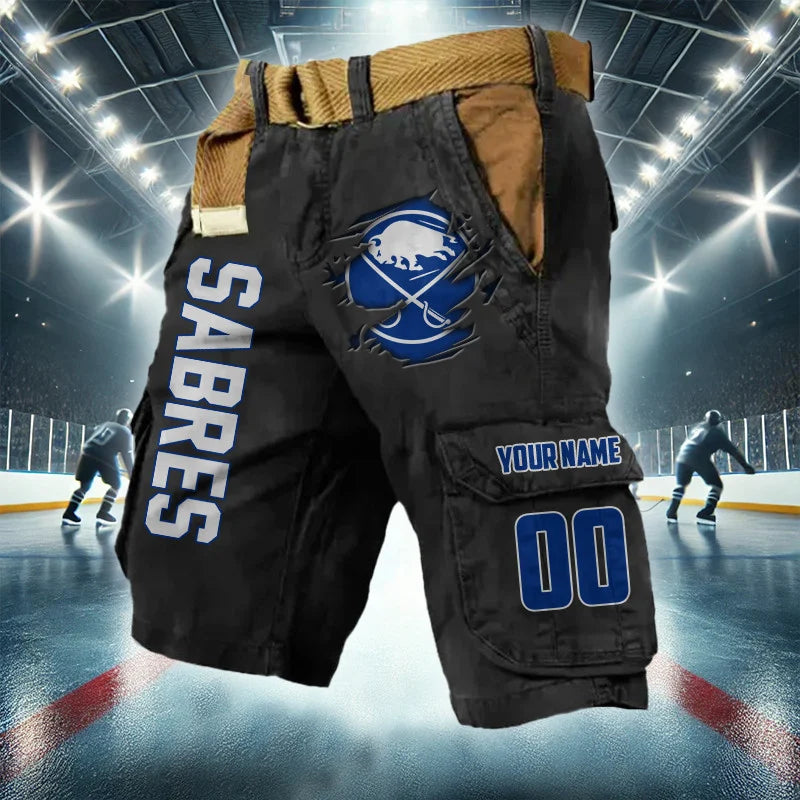 LIMITED EDITION - NEW CUSTOMIZED NHL28 BFS BUFFALO SABRES CARGO SHORTS