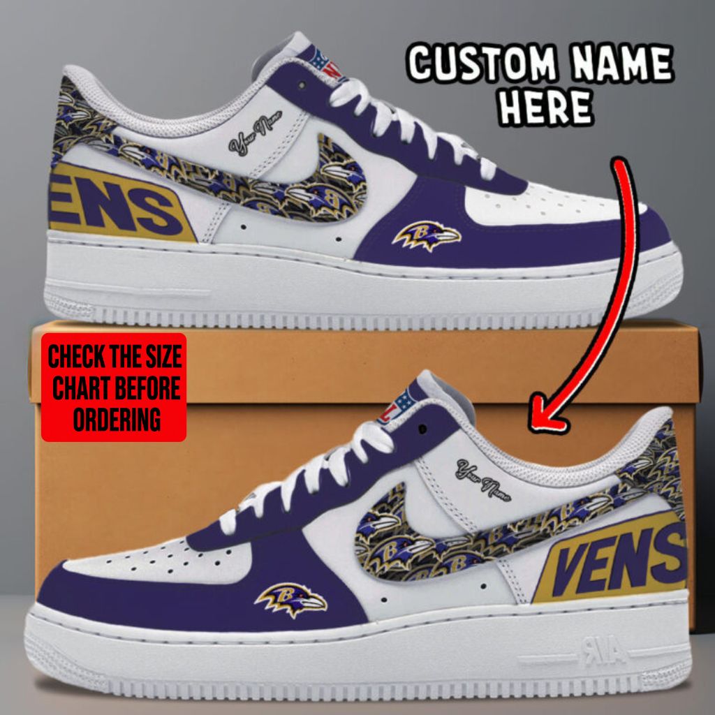 LIMITED EDITION - NEW CUSTOMIZED NFL28 BTR BALTIMORE RAVENS AF1 SNEAKERS