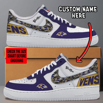 LIMITED EDITION - NEW CUSTOMIZED NFL28 BTR BALTIMORE RAVENS AF1 SNEAKERS