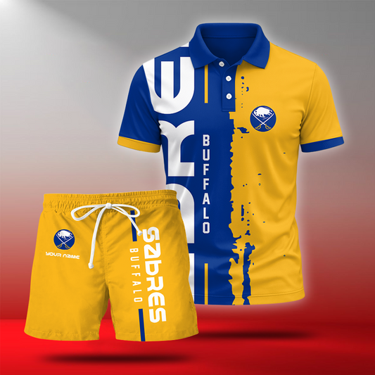 LIMITED EDITION - NEW CUSTOMIZED NHL28 BFS BUFFALO SABRES  POLO & SHORT PANTS SET
