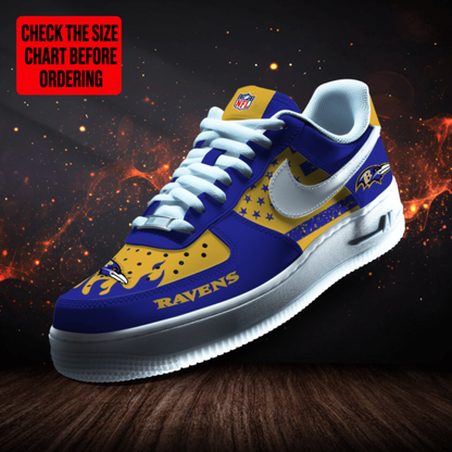 LIMITED EDITION - NEW CUSTOMIZED NFL28 BTR BALTIMORE RAVENS AF1 SNEAKERS