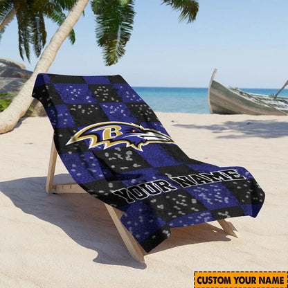 LIMITED EDITION - NEW CUSTOMIZED NFL28 BTR BALTIMORE RAVENS BEACH TOWEL