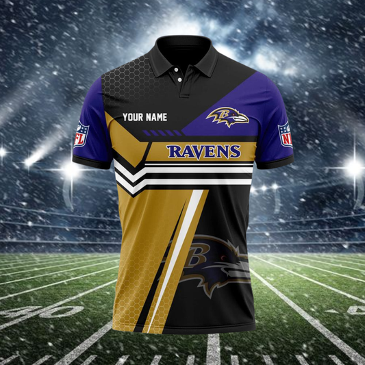 LIMITED EDITION - NEW CUSTOMIZED NFL28 BTR BALTIMORE RAVENS POLO SHIRT