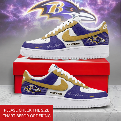 LIMITED EDITION - NEW CUSTOMIZED NFL28 BTR BALTIMORE RAVENS AF1 SHOES