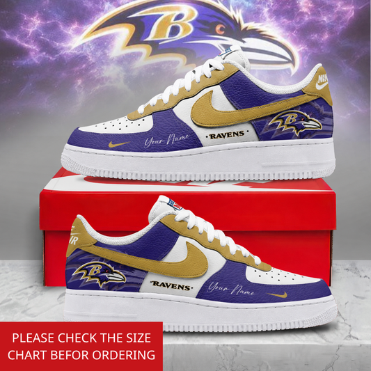 LIMITED EDITION - NEW CUSTOMIZED NFL28 BTR BALTIMORE RAVENS AF1 SHOES
