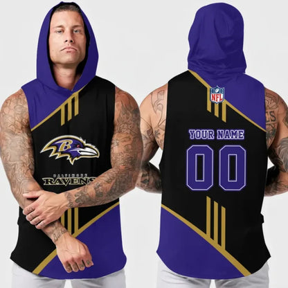 [SPECIAL OFFER] NEW CUSTOMIZED NFL28 BTR BALTIMORE RAVENS HOODED TANK TOP