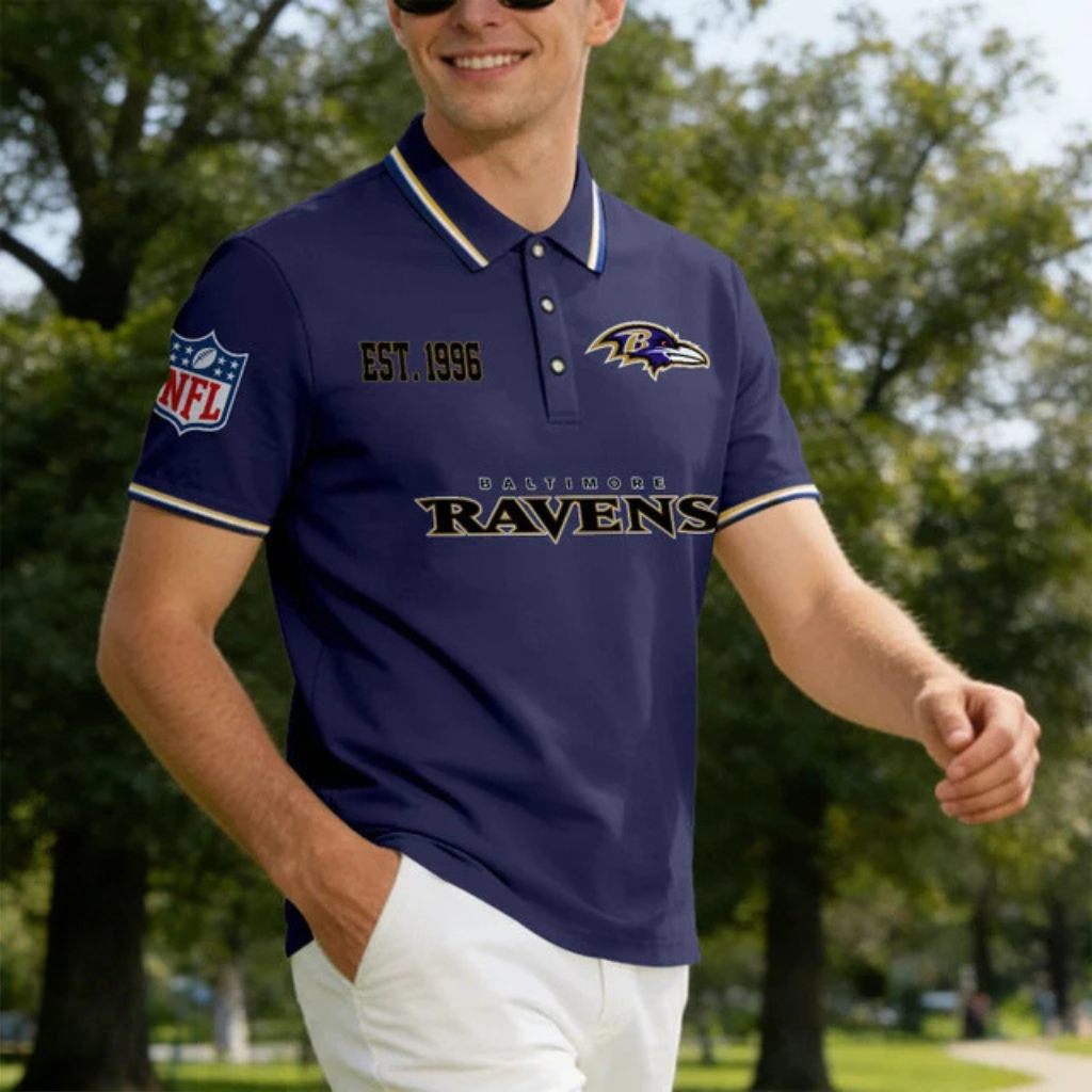 [SPECIAL OFFER] NEW CUSTOMIZED NFL28 BTR BALTIMORE RAVENS POLO SHIRT