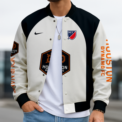 LIMITED EDITION - NEW CUSTOMIZED MLS28 HDF HT DYNAMO SATIN VARSITY & BASEBALL JACKET