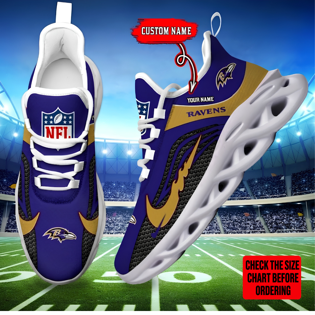 [SPECIAL OFFER] NEW CUSTOMIZED NFL28 BTR BALTIMORE RAVENS UNISEX CLUNKY SNEAKERS