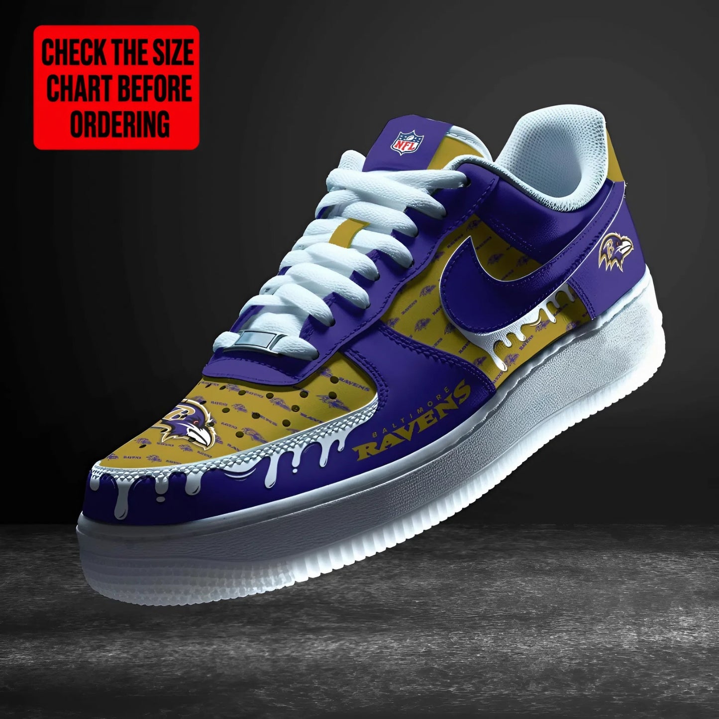 [SPECIAL OFFER] NEW CUSTOMIZED NFL28 BTR BALTIMORE RAVENS AF1 SHOES