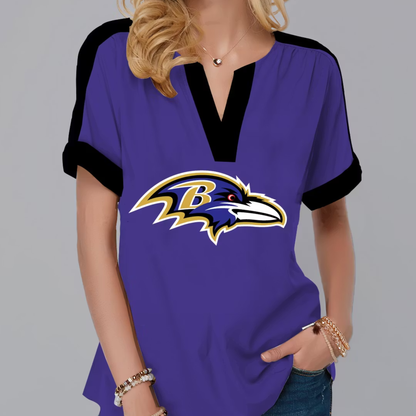 LIMITED EDITION - NEW CUSTOMIZED NFL28 BTR BALTIMORE RAVENS V-NECK FEMALE SHIRT