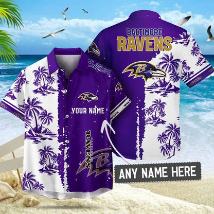 LIMITED EDITION - NEW CUSTOMIZED NFL28 BTR BALTIMORE RAVENS UNISEX HAWAIIAN SHIRT & SHORTS SET