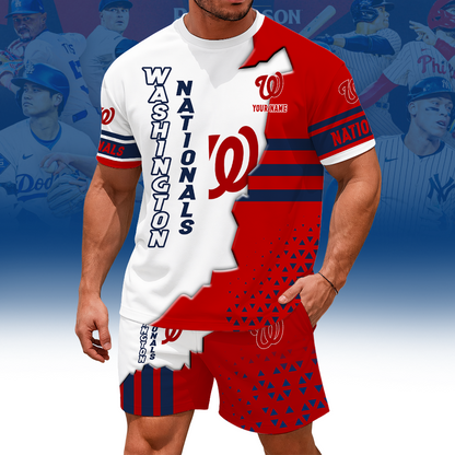 LIMITED EDITION - NEW CUSTOMIZED MLB28 WNS WASHINGTON NATIONALS UNISEX T-SHIRT & SHORTS SET