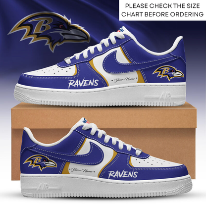 LIMITED EDITION - NEW CUSTOMIZED NFL28 BTR BALTIMORE RAVENS AF1 SHOES