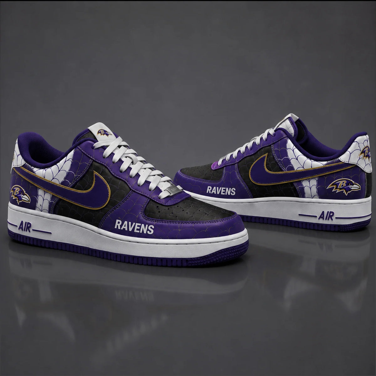 [SPECIAL OFFER] NEW CUSTOMIZED NFL28 BTR BALTIMORE RAVENS x SPIDER AF1 SHOES