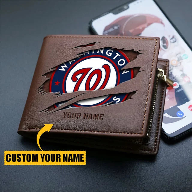 LIMITED EDITION - NEW CUSTOMIZED MLB28 WNS WASHINGTON NATIONALS LEATHER WALLET