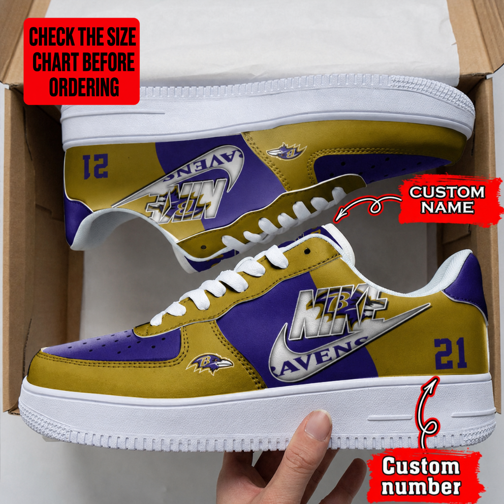 [SPECIAL OFFER] NEW CUSTOMIZED NFL28 BTR BALTIMORE RAVENS AF1 SHOES