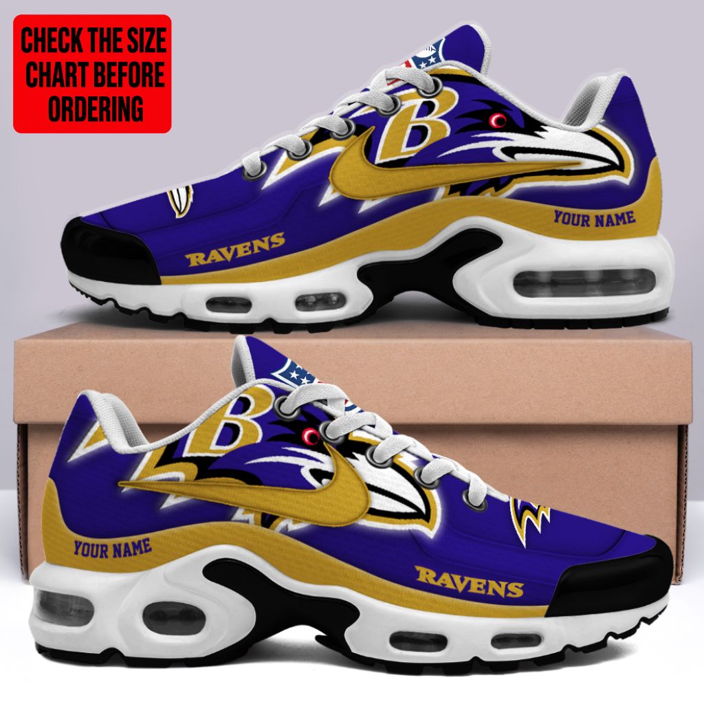 LIMITED EDITION - NEW CUSTOMIZED NFL28 BTR BALTIMORE RAVENS AIR MAX PLUS SNEAKERS
