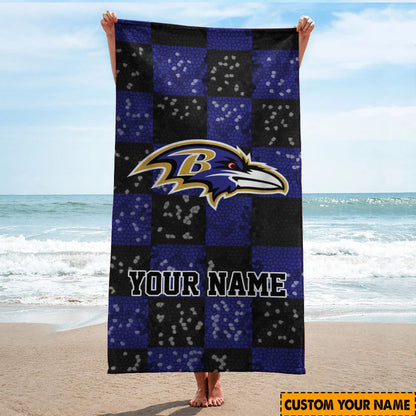 LIMITED EDITION - NEW CUSTOMIZED NFL28 BTR BALTIMORE RAVENS BEACH TOWEL