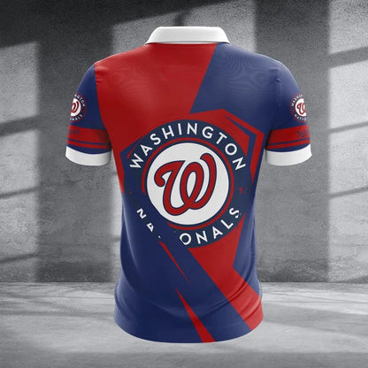[FLASH SALE] NEW CUSTOMIZED MLB28 WNS WASHINGTON NATIONALS ZIP POLO SHIRT