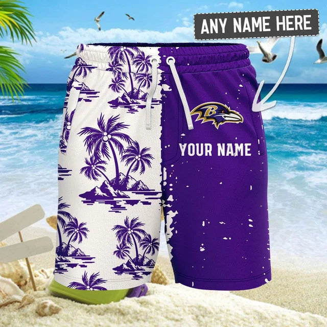 LIMITED EDITION - NEW CUSTOMIZED NFL28 BTR BALTIMORE RAVENS UNISEX HAWAIIAN SHIRT & SHORTS SET