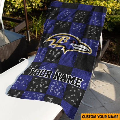LIMITED EDITION - NEW CUSTOMIZED NFL28 BTR BALTIMORE RAVENS BEACH TOWEL