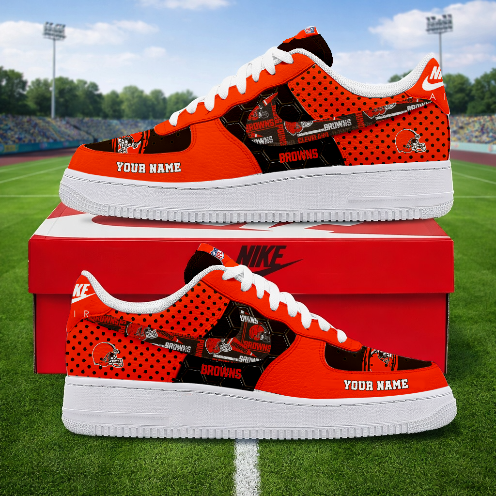 LIMITED EDITION - NEW CUSTOMIZED NFL29 CLB CLEVELAND BROWNS AF1 SNEAKERS