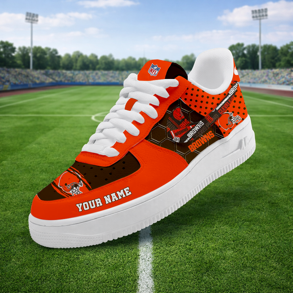 LIMITED EDITION - NEW CUSTOMIZED NFL29 CLB CLEVELAND BROWNS AF1 SNEAKERS