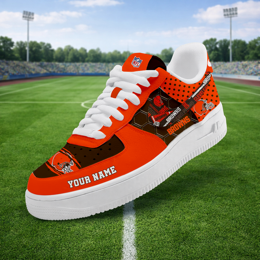 LIMITED EDITION - NEW CUSTOMIZED NFL29 CLB CLEVELAND BROWNS AF1 SNEAKERS