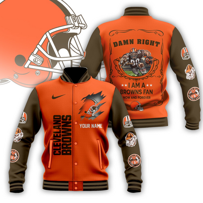 LIMITED EDITION - NEW CUSTOMIZED NFL29 CLB CLEVELAND BROWNS BASEBALL JACKET