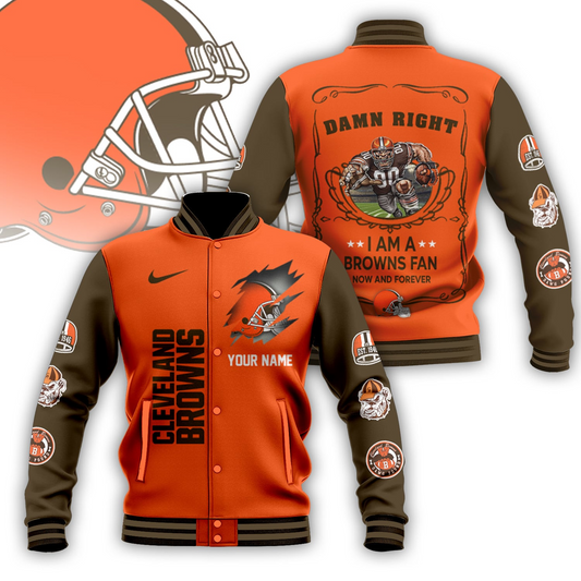LIMITED EDITION - NEW CUSTOMIZED NFL29 CLB CLEVELAND BROWNS BASEBALL JACKET