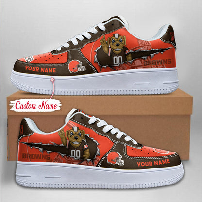LIMITED EDITION - NEW CUSTOMIZED NFL29 CLB CLEVELAND BROWNS AF1 SNEAKERS