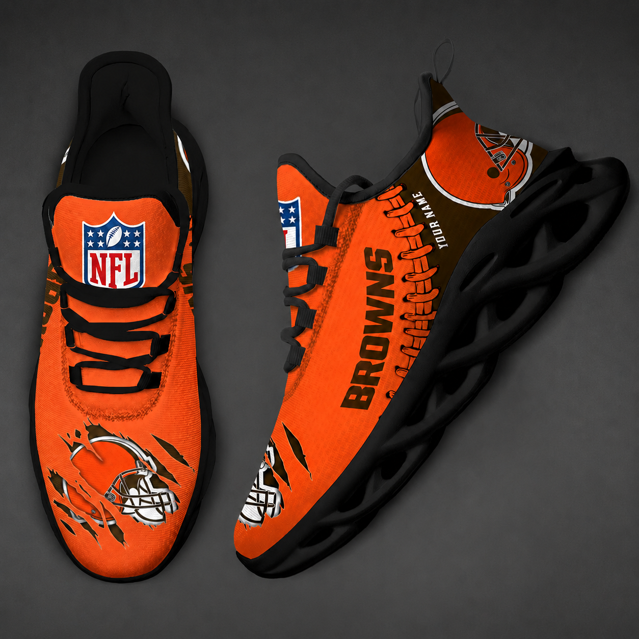 LIMITED EDITION - NEW CUSTOMIZED NFL29 CLB CLEVELAND BROWNS UNISEX MAX SOUL SHOES