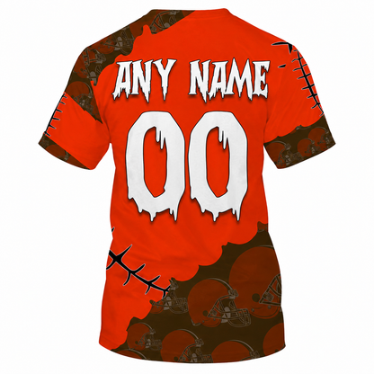 LIMITED EDITION - NEW CUSTOMIZED NFL29 CLB CLEVELAND BROWNS HALLOWEEN SKULL APPAREL FOR FANS