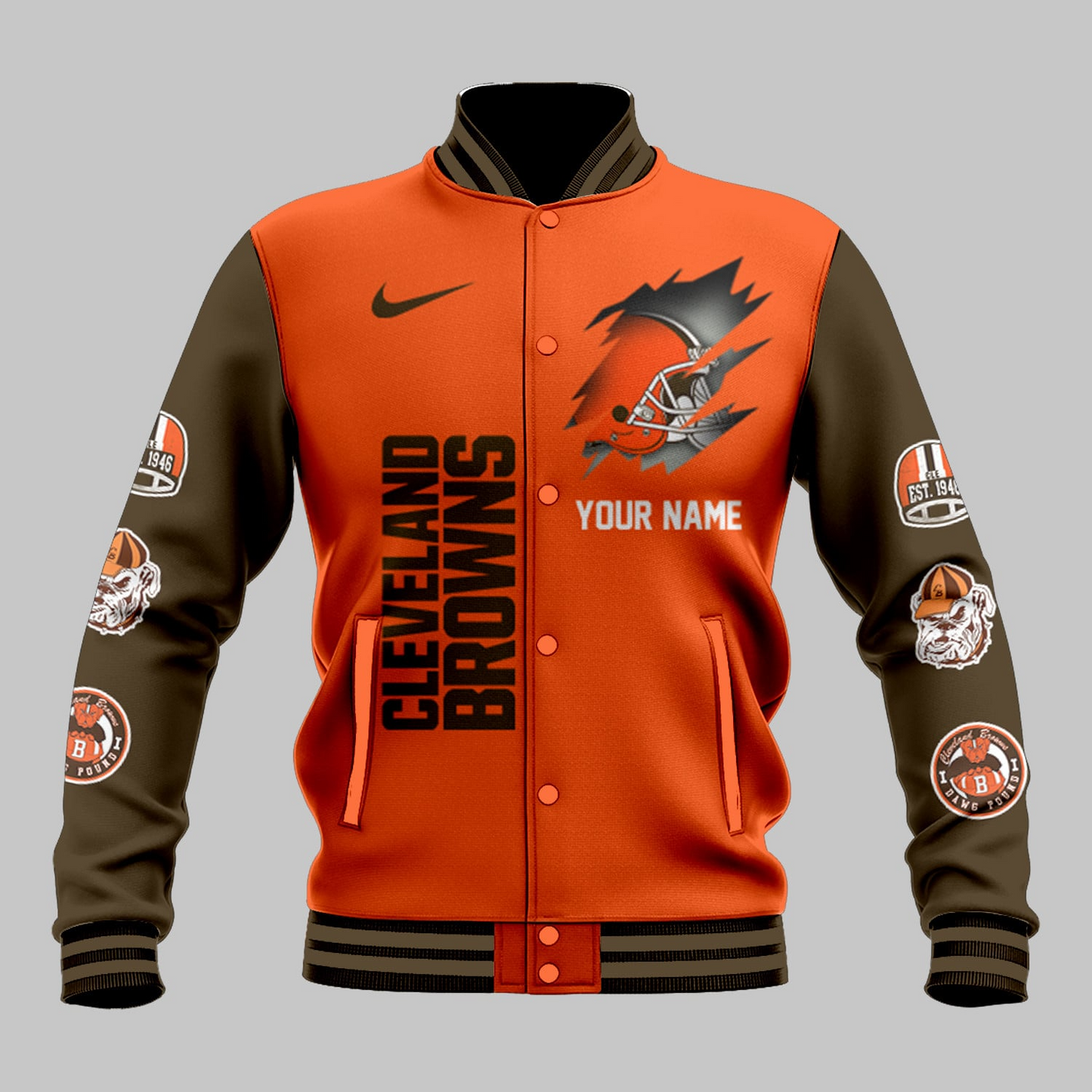 LIMITED EDITION - NEW CUSTOMIZED NFL29 CLB CLEVELAND BROWNS BASEBALL JACKET