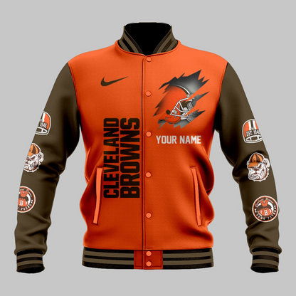 LIMITED EDITION - NEW CUSTOMIZED NFL29 CLB CLEVELAND BROWNS BASEBALL JACKET