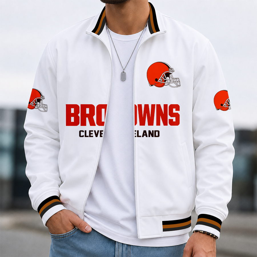 [SPECIAL OFFER] NEW CUSTOMIZED NFL29 CLB CLEVELAND BROWNS MEN'S CASUAL JACKET