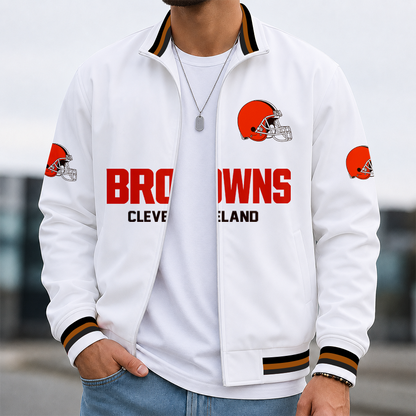 [SPECIAL OFFER] NEW CUSTOMIZED NFL29 CLB CLEVELAND BROWNS MEN'S CASUAL JACKET
