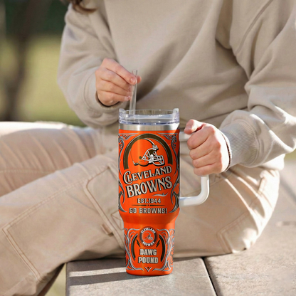 LIMITED EDITION - NEW CUSTOMIZED NFL29 CLB CLEVELAND BROWNS 40OZ TUMBLER