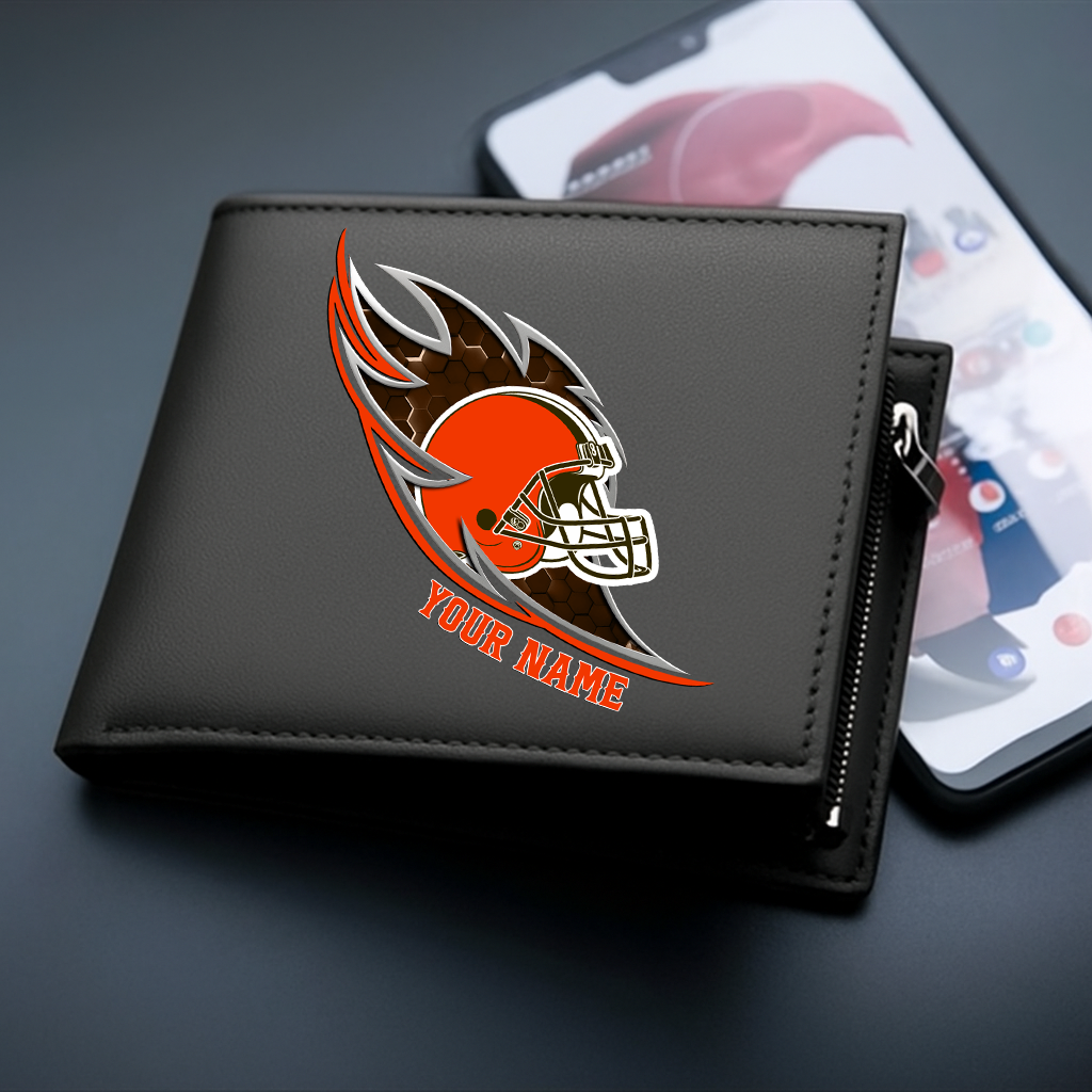LIMITED EDITION - NEW CUSTOMIZED NFL29 CLB CLEVELAND BROWNS LEATHER WALLET