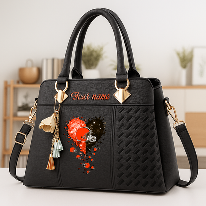 LIMITED EDITION - NEW CUSTOMIZED NFL29 CLB CLEVELAND BROWNS ZIP HANDBAG MULTICOLOR
