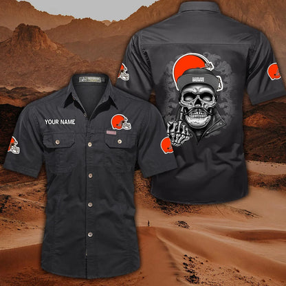 [SPECIAL OFFER] NEW CUSTOMIZED NFL29 CLB CLEVELAND BROWNS MUTICOLOR MEN'S CARGO SHIRT